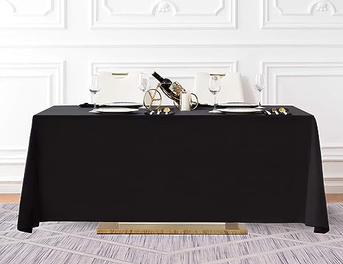 Surmente 5 Pack 90x156 Inch Black Rectangular Tablecloth for Dining & Events - Variation: 90x156 in, Black