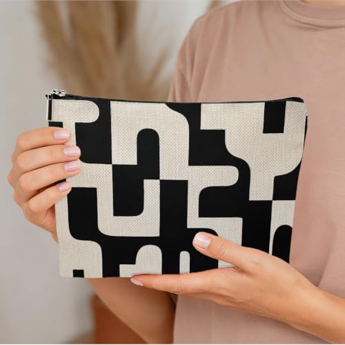 Abstract Geometric Makeup Bag - Trendy Cosmetic Pouch for Women & Girls - Large Capacity