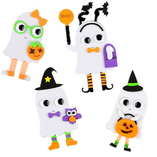 Halloween Ghost Magnet Craft Kit - 12 Foam DIY Ornaments for Refrigerator Decor