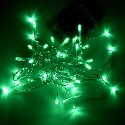 Green Battery Operated Christmas String Lights with 8 Flashing Modes 13 ft Indoor Outdoor