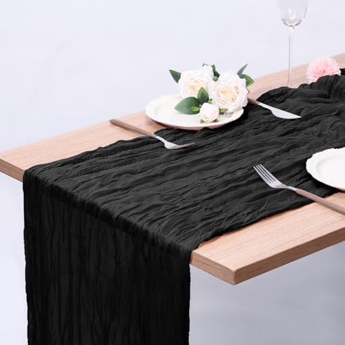 Black Cheesecloth Table Runner 120 Inch Halloween & Fall Decor - 1 Pack