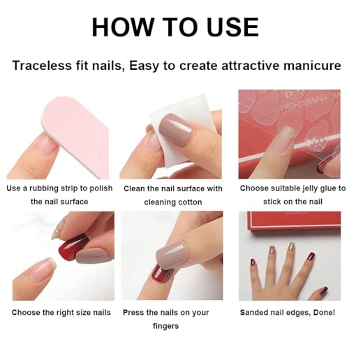 French Tip Press-On Nails Almond Medium with 3D Flowers - Style4