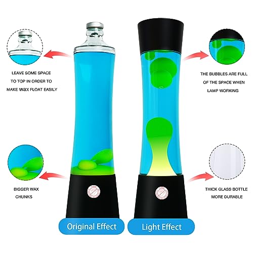 Vanful Liquid Motion Lamp with Black Base - Blue & Yellow Wax, 16 Inch Night Light, Kids & Adults Decor - Variation of Blue Yellow-1