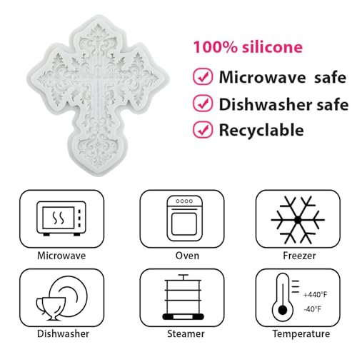 Cross Silicone Mold for Cake Decorating - Style C - Baroque Lace Cross