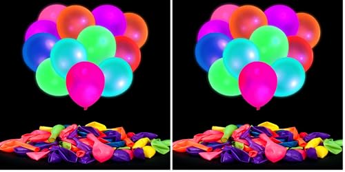 Neon / Medium Glow Balloons Bulk - 50 Pack 12 Inch Fluorescent Latex for UV Party Decorations