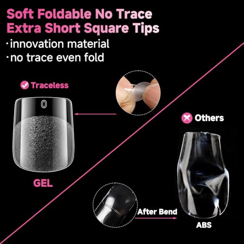 UNA GELLA Extra Short Square Gel Nail Tips A02 - Deep Matte Finish, 312pcs