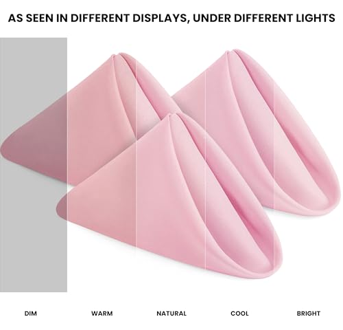 Pink Cloth Napkins Set of 12 - 20x20 Inches, 100% Polyester, Elegant Dinner Table Linens