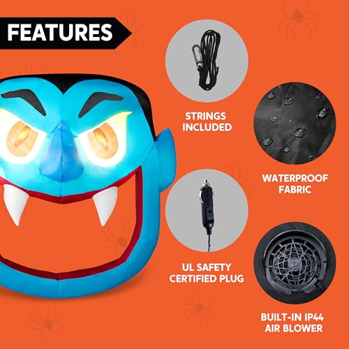 Halloween Inflatable Vampire Car Decoration with LEDs - 4.5 FT Tall Yard & Trunk or Treat Decor