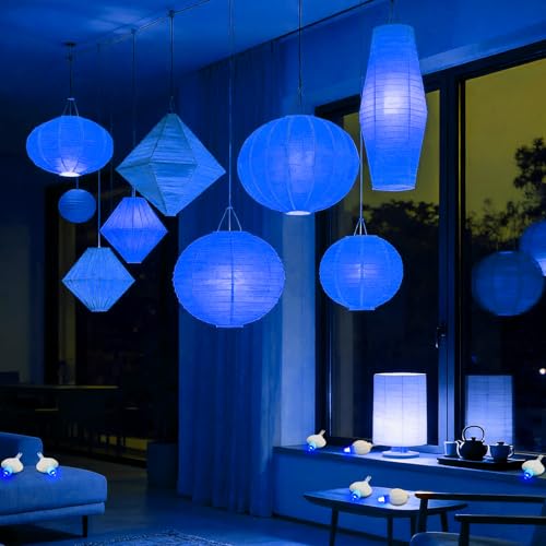 Aogist Blue Battery LED Lantern Lights 24 Pack for Wedding Holiday Party Decor