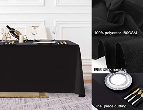 Black Rectangle Tablecloth 90x132 Inch for 6-8 Foot Tables - 2 Pack, Premium Polyester, Versatile & Easy Care - Variation: Black / 90" x 132"