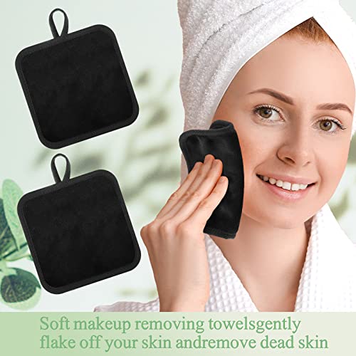 Reusable Makeup Remover Pads - 32 Black Microfiber Cloths, 5x5 Inches - Gentle & Eco-Friendly