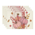 Pink Pumpkin Maple Leaf Fall Placemats Set of 4 - 12 x 18 Inch Rectangular