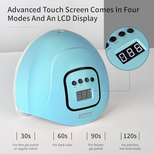 Blue UV LED Nail Lamp with Auto Sensor & 4 Curing Modes - Fast Gel Dryer for Home & Salon