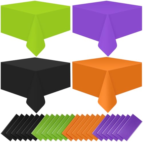 24Pcs Halloween Plastic Tablecloths - Orange Black Purple Green Rectangle Table Covers Variation of THIS listing