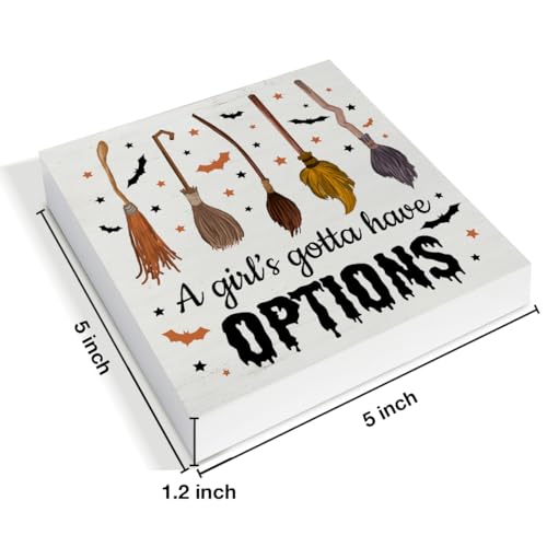 Halloween Witchy Decor Spooky Broomstick Sign for Party & Home 5x5 Inches