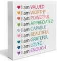 Positive Affirmations Wall Decor for Girls and Women - Inspirational Wooden Sign