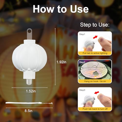 Battery Operated Paper Lantern Lights 20pcs Warm White Hanging Decor