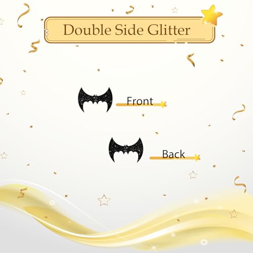 Black Glitter Bat Confetti for Party Decor - 100pcs Halloween & Baby Shower Table Scatter