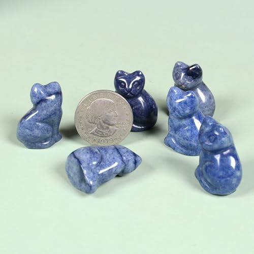 Natural Blue Aventurine Cat Guardian Sculpture - Healing Crystal Home Decor - 30x20x16mm