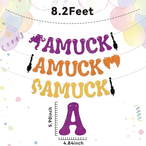Halloween Banner - Glitter Amuck Amuck Amuck Party Decor, Witch Theme