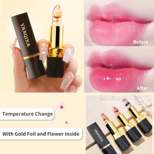 Color Changing Flower Lipstick - Black Tube Blue - pH-Activated Hydrating Lip Balm