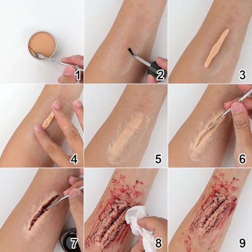 Professional SFX Makeup Kit with Liquid Latex, Blood, Face Paint & Sponges