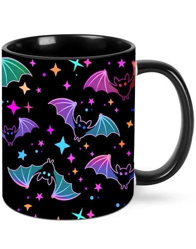 Purple Bat Coffee Mug 11oz Funny Ceramic Tea Cup with Handle - Novelty Gift for Women