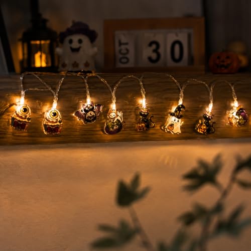 Halloween String Lights 10Ft 20 LEDs Pumpkin Bat Spider Ghost Eyeball Indoor Decoration - Variation of THIS listing