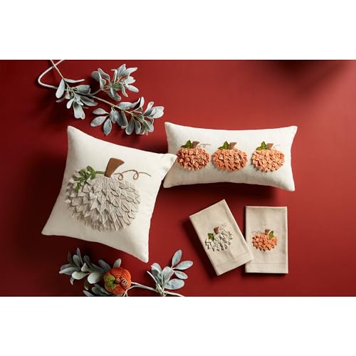 Velvet Pumpkin Throw Pillow - 18x18 Inch Square Home Decor Accent
