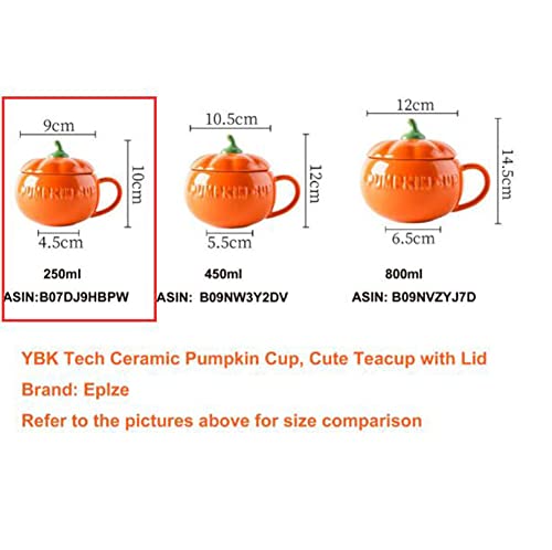 Cute Pumpkin Ceramic Coffee Mug 8.5oz with Spoon - Fall Kitchen Decor