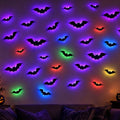 36 Pack LED Halloween Wall Decor Bats - 3D Light Up Wall Stickers, Reusable Spooky Decorations
