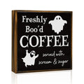 Halloween Coffee Wood Sign - Ghost Black Decor for Table, Home & Office - Variation: Coffee