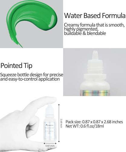 Mysense Green Face & Body Paint - Halloween Cosplay, St Patrick's Day, Washable Cream, 0.6oz - Variation of Amazon Green