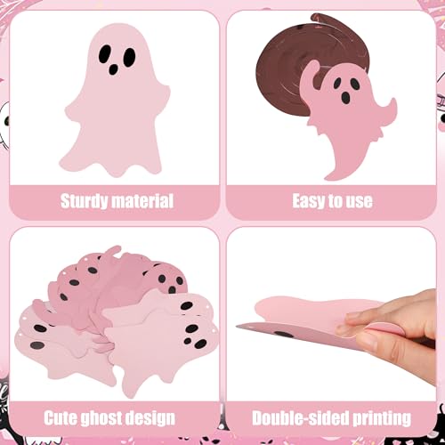 Halloween Ghost Hanging Streamers Set - Pink Ceiling Decorations for Kids Parties