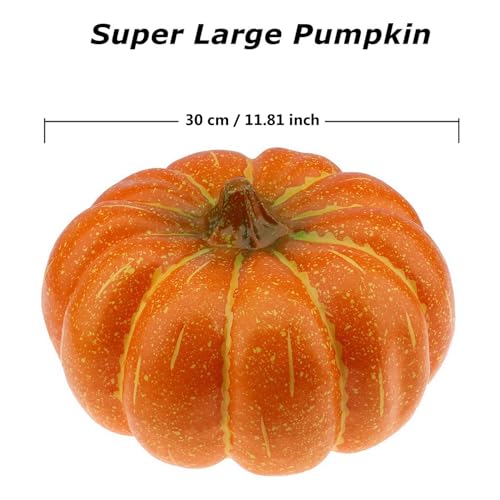Artificial Pumpkin Large 11.81 Inch for Outdoor Porch Decoration - Fall Halloween