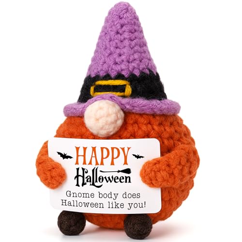 Halloween Gnome Basket Stuffers - Handmade Crochet Witch Hat Decor & Gifts