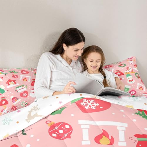 Christmas Bedding Set for Kids - Twin Size Santa Claus Quilt & Pillow Case - Multi 62 / Twin