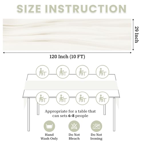 10ft Chiffon Table Runner Pack of 5 - Ivory Romantic Rustic Wedding Decor