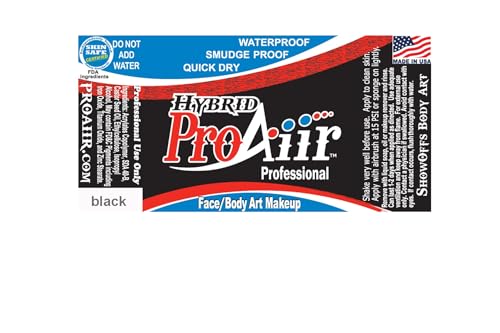 ProAiir Face & Body Painting Makeup - 2oz Tattoo Pro Black, Water-Resistant