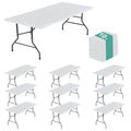 Rectangle Tablecloth for 8ft Folding Tables - White, 30x96 Inches, 10 Pack