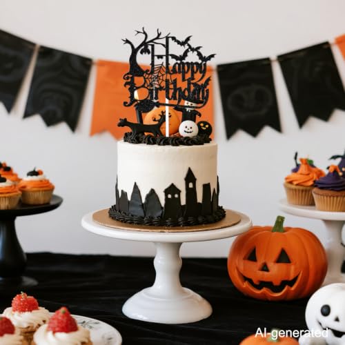 Halloween Birthday Cake Topper Bat Design Glitter Party Decoration