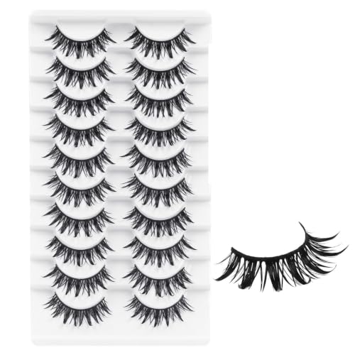 Losha Wet Look Wispy Manga Lashes - 10P Wet02 Variation, Cruelty-Free Synthetic Eyelashes