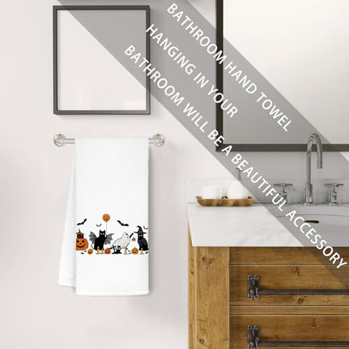 Halloween Cat Pumpkin Kitchen Towels - Tea & Hand Towels, 16x24 in
