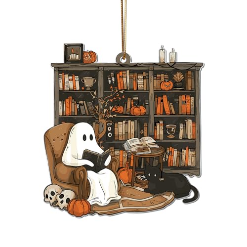 Halloween Ghost Book Decor - Reading Ornament for Book Lovers