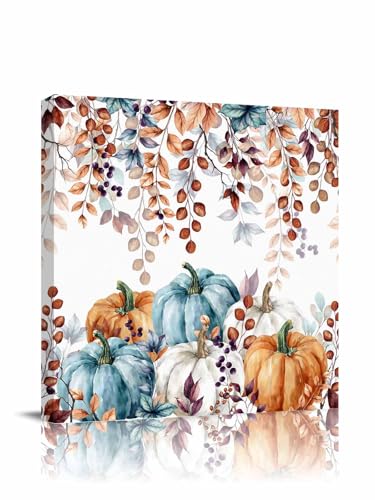 Farmhouse Autumn Pumpkins Wall Art Canvas Print - 16x16 Inches PumpkinCHM1605