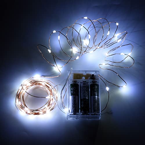 Battery Operated String Lights 16Ft Christmas Fairy Lights Indoor Outdoor with 8 Flashing Modes - White 10 Pack