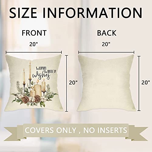 Winter 20x20 Inch Throw Pillow Cover Set of 4 - Reindeer & Cozy Designs Variation of THIS listing