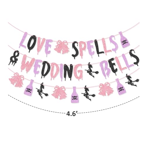 Love Spells & Wedding Bells Banner Garland - Bridal Shower & Bachelorette Party Decorations