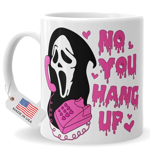 Halloween Mug 11oz Ghostface No You Hang Up Design - Spooky Horror Coffee Cup