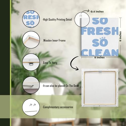 Bathroom Wall Art Decor Set of 4 - So Fresh and So Clean - Black & White Variation